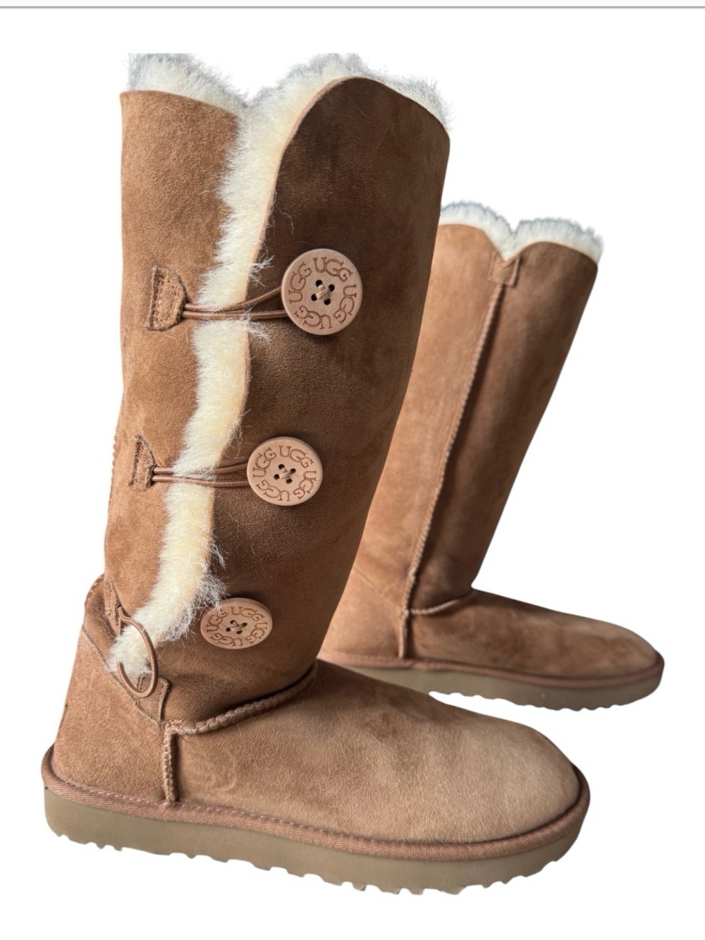 UGG Bailey Button Tall Shearling Boots in Chestnut